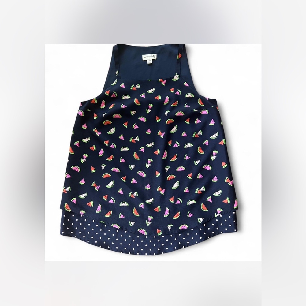 Maison Jules Navy Fruit Print top
